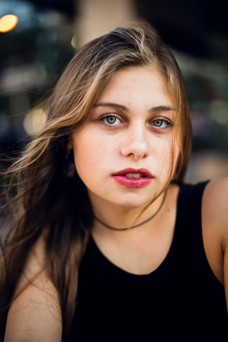 Close-up portrait of a woman in natural light